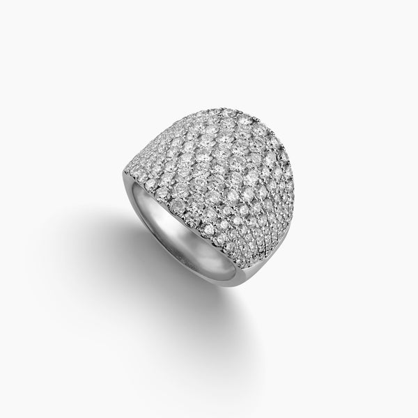 7 - PAVE DIAMOND DOME RING IN 18K WHITE GOLD