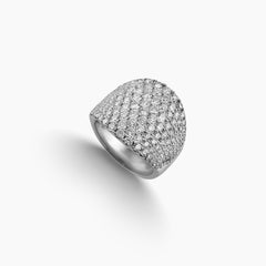 7 - PAVE DIAMOND DOME RING IN 18K WHITE GOLD