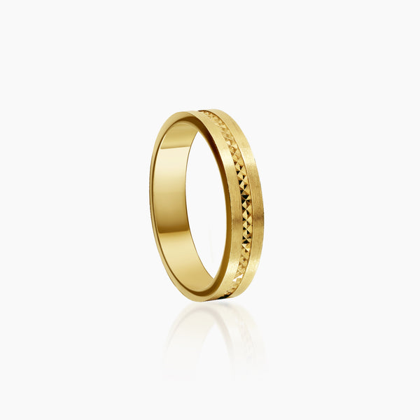 DIAMOND PATTERN WEDDING RING WITH IN (SPANISH) 18K YELLOW GOLD