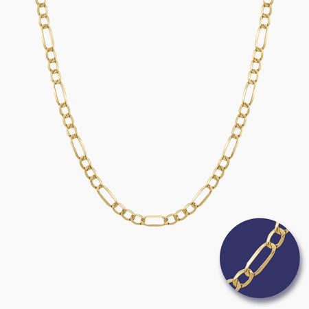 FIGARO CHAIN WITH ALTERNATING LINKS (18 INCHES) IN (SAUDI) 18K YELLOW GOLD