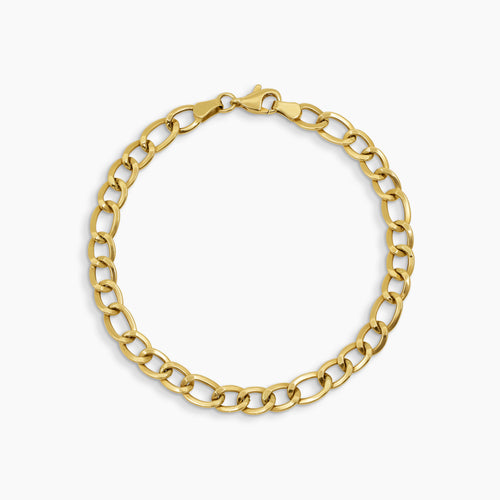 POLISHED FIGARO CHAIN BRACELET IN (SAUDI) 18K YELLOW GOLD