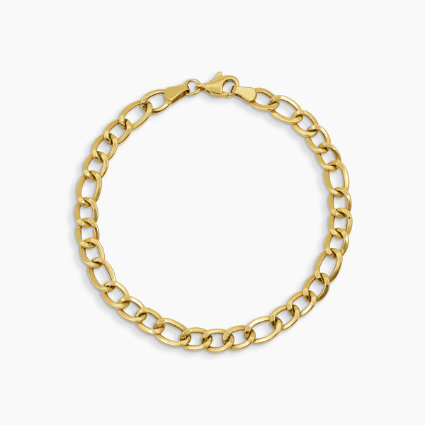 POLISHED FIGARO CHAIN BRACELET IN (SAUDI) 18K YELLOW GOLD