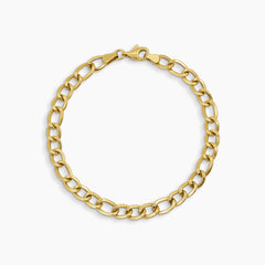 POLISHED FIGARO CHAIN BRACELET IN (SAUDI) 18K YELLOW GOLD