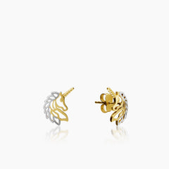 TWO-TONE UNICORN LADIES STUD EARRINGS IN (SAUDI) 18K YELLOW GOLD AND WHITE GOLD