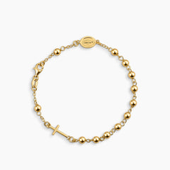 ROSARY BRACELET WITH CROSS AND MARY MIRACULOUS PENDANTS IN (SAUDI) 18K YELLOW GOLD