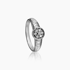 6.25 - DIAMOND CLUSTER RING WITH 7=0.146 / 2.2 CARAT DIAMOND IN 14K WHITE GOLD