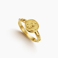 6.5 - ROSARY RING WITH MOTHER MARY MEDAL IN (ITALIAN) 18K YELLOW GOLD