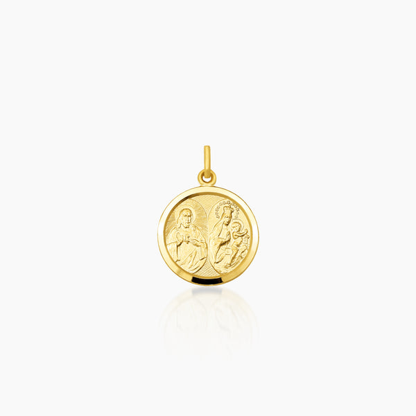 DOUBLE SIDED MEDAL WITH SACRED HEART AND MOUNT CARMEL (19 MM) IN (ITALIAN) 14K YELLOW GOLD