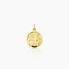 DOUBLE SIDED MEDAL WITH SACRED HEART AND MOUNT CARMEL (19 MM) IN (ITALIAN) 14K YELLOW GOLD