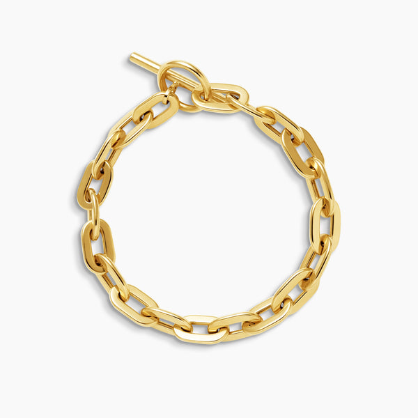 FLAT OVAL CABLE CHAIN BRACELET WITH T-TOGGLE CLASP IN (SAUDI) 18K YELLOW GOLD