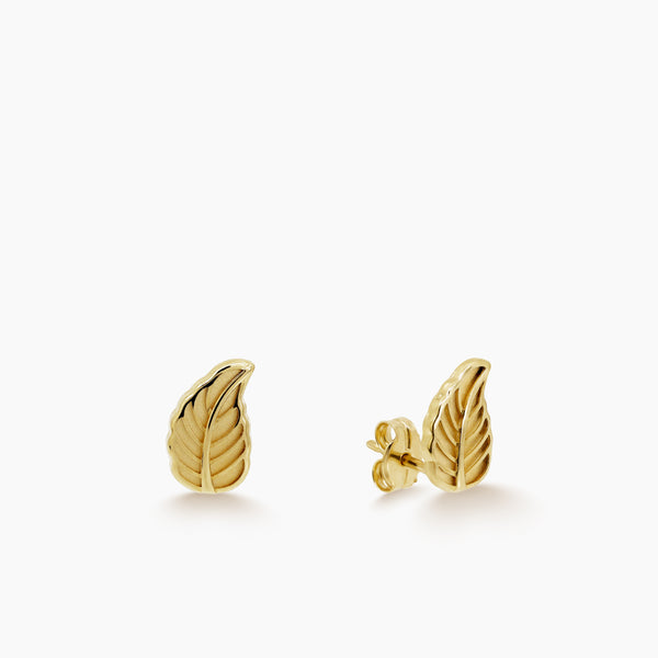 LEAF LADIES STUD EARRINGS IN (SPANISH) 18K YELLOW GOLD