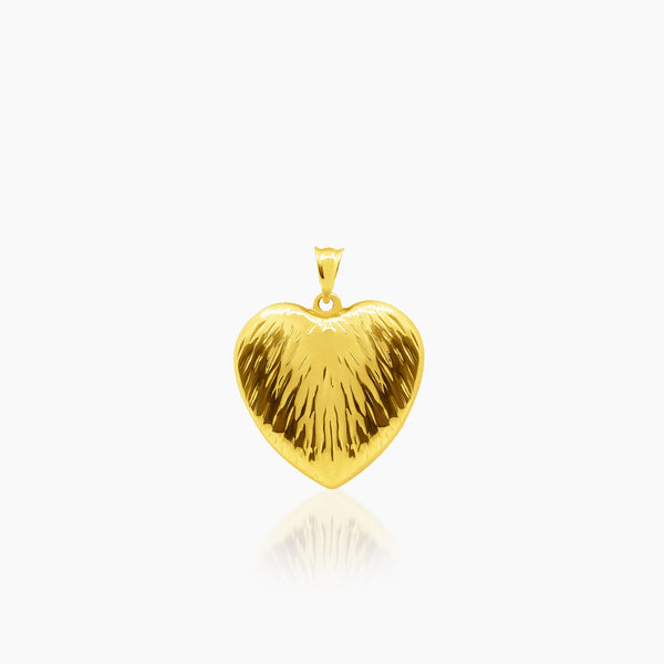 TEXTURED PUFF HEART WITH DIAMOND CUTS IN (SAUDI) 18K YELLOW GOLD