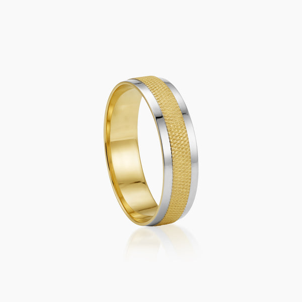 TWO-TONE WEDDING RING IN (ITALIAN) 14K YELLOW AND WHITE GOLD