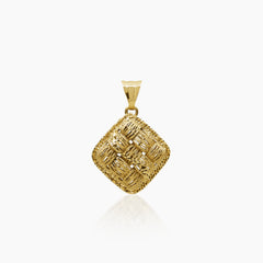 SQUARE WEAVE PATTERN PENDANT IN (SAUDI) 18K YELLOW GOLD