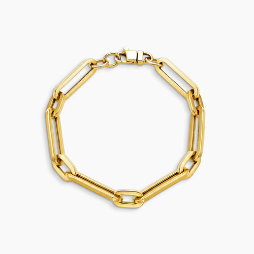 ALTERNATING PAPERCLIP CHAIN BRACELET IN (SAUDI) 18K YELLOW GOLD