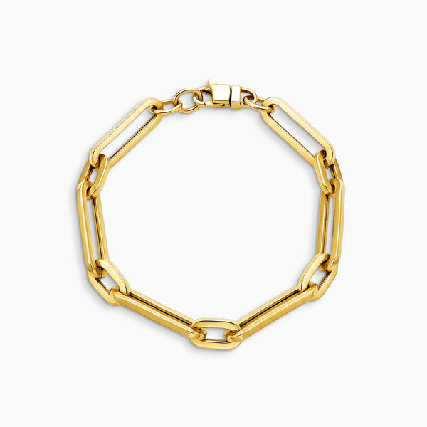 ALTERNATING PAPERCLIP CHAIN BRACELET IN (SAUDI) 18K YELLOW GOLD