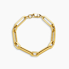 ALTERNATING PAPERCLIP CHAIN BRACELET IN (SAUDI) 18K YELLOW GOLD