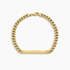 CURB CHAIN LINK BRACELET WITH FLAT PLAQUE IN (SAUDI) 18K YELLOW GOLD