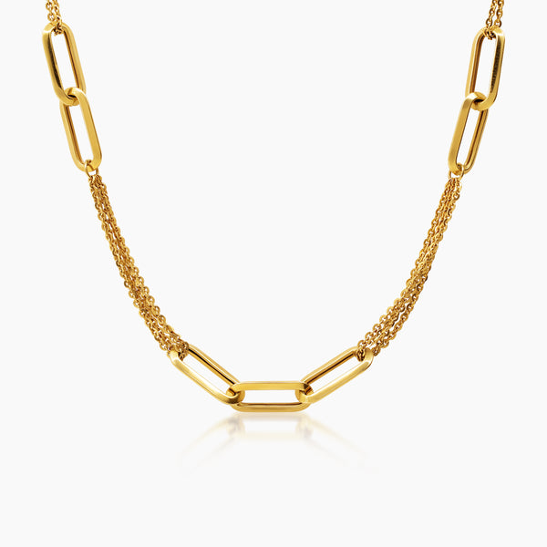 PAPERCLIP AND ROPE CHAIN NECKLACE (18 INCHES) IN (SAUDI) 18K YELLOW GOLD
