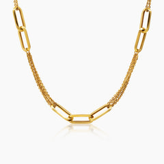 PAPERCLIP AND ROPE CHAIN NECKLACE (18 INCHES) IN (SAUDI) 18K YELLOW GOLD