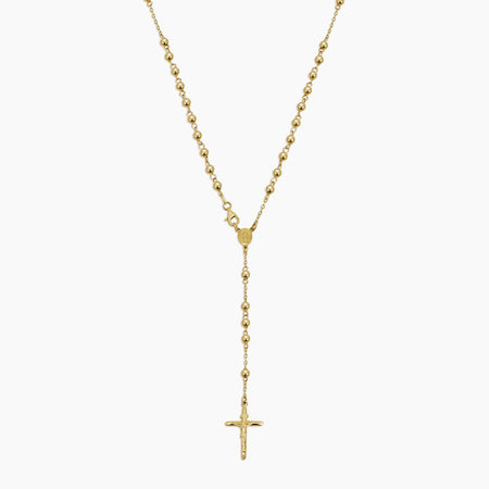 ROSARY NECKLACE WITH CRUCIFIX PENDANT IN (ITALIAN) 18K YELLOW GOLD