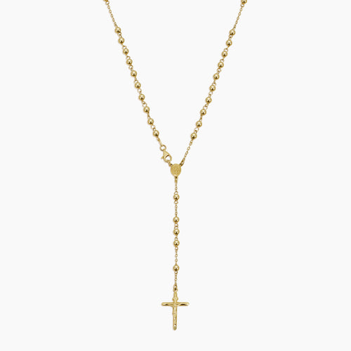 ROSARY NECKLACE WITH CRUCIFIX PENDANT IN (ITALIAN) 18K YELLOW GOLD