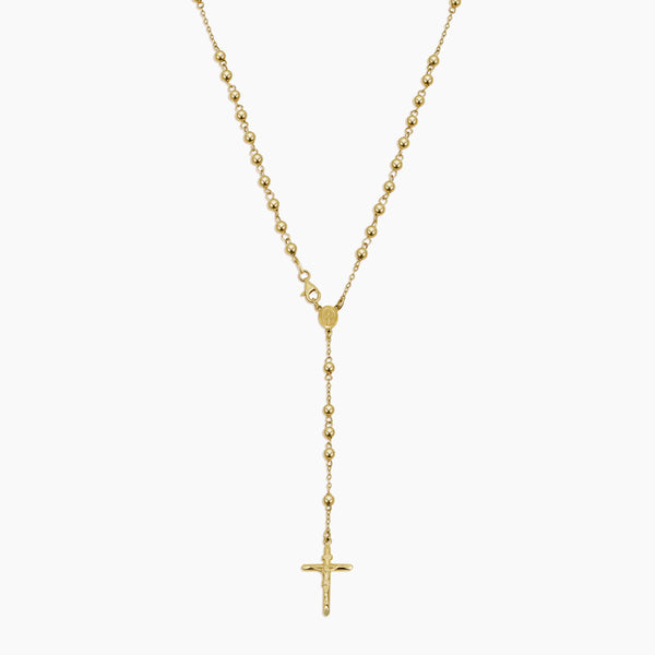 ROSARY NECKLACE WITH CRUCIFIX PENDANT IN (ITALIAN) 18K YELLOW GOLD