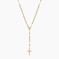 ROSARY NECKLACE WITH CRUCIFIX PENDANT IN (ITALIAN) 18K YELLOW GOLD