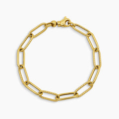 TEXTURED ALTERNATING PAPER CHAIN BRACELET IN (SAUDI) 18K YELLOW GOLD