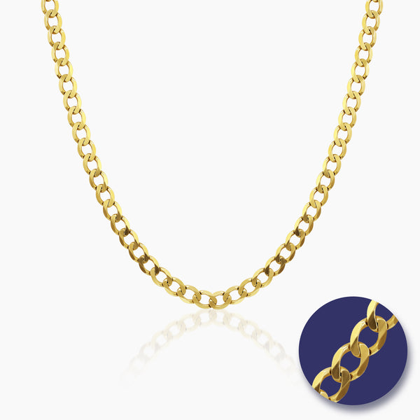 BEVELLED CURB CHAIN LINK (24 INCHES) IN (SAUDI) 18K YELLOW GOLD