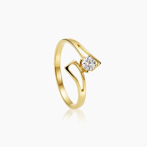 6.25 - DIAMOND RING WITH 1=0.18 / 1.3 CARAT DIAMOND IN 14K YELLOW GOLD