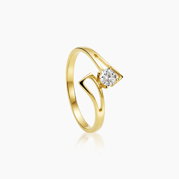 6.25 - DIAMOND RING WITH 1=0.18 / 1.3 CARAT DIAMOND IN 14K YELLOW GOLD