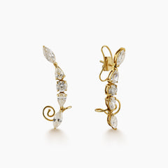 CASCADING MIXED-CUT DIAMOND LADIES DROP EARRINGS IN 18K YELLOW GOLD