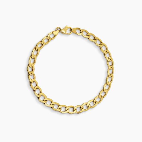 CURB LINK CHAIN MEN'S BRACELET IN (SAUDI) 18K YELLOW GOLD