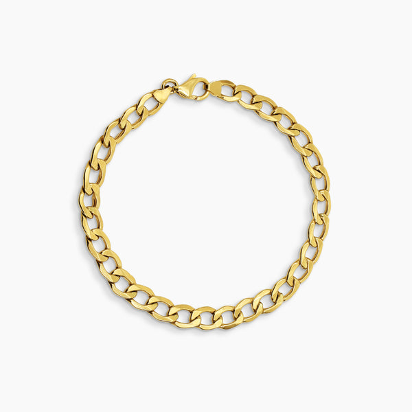 CURB LINK CHAIN MEN'S BRACELET IN (SAUDI) 18K YELLOW GOLD