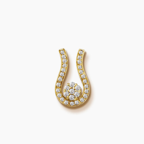 U-SHAPED DIAMOND PENDANT AND CLUSTER WITH 7 =0.108/25=0.169/1.0 CARAT DIAMONDS IN 14K YELLOW GOLD