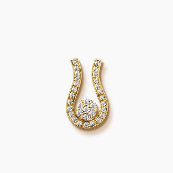 U-SHAPED DIAMOND PENDANT AND CLUSTER WITH 7 =0.108/25=0.169/1.0 CARAT DIAMONDS IN 14K YELLOW GOLD