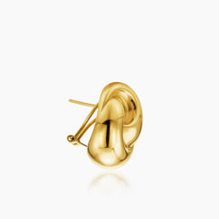 POLISHED INTERTWINED KNOT LADIES OMEGA CLIP EARRINGS IN (SAUDI) 18K YELLOW GOLD