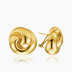 POLISHED INTERTWINED KNOT LADIES OMEGA CLIP EARRINGS IN (SAUDI) 18K YELLOW GOLD
