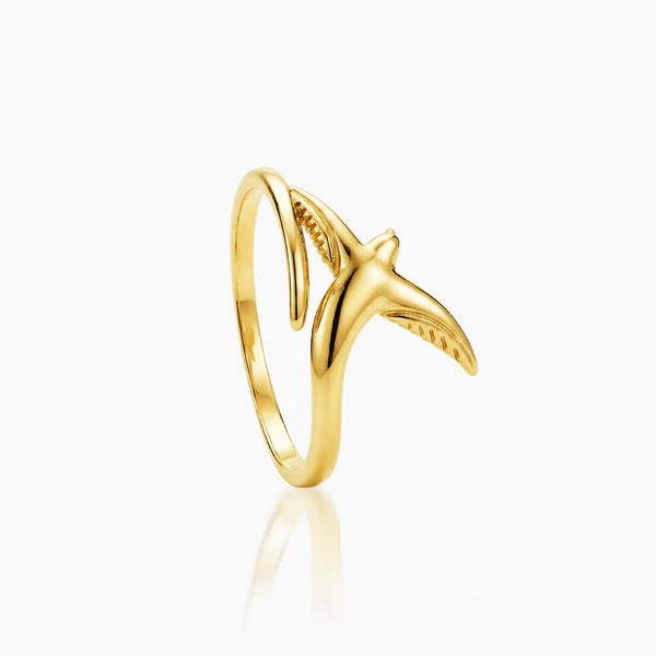 7.5 - FLYING BIRD LADIES RING IN (SAUDI) 18K YELLOW GOLD