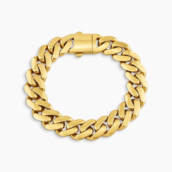 CHUNKY CUBAN LINK MENS BRACELET WITH BOX CLASP IN (SAUDI) YELLOW GOLD