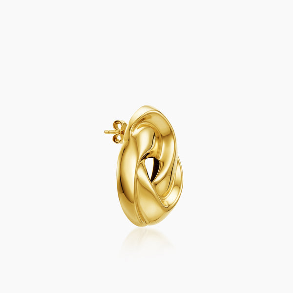 POLISHED INTERTWINED KNOT LADIES STUD EARRINGS IN (SAUDI) 18K YELLOW GOLD