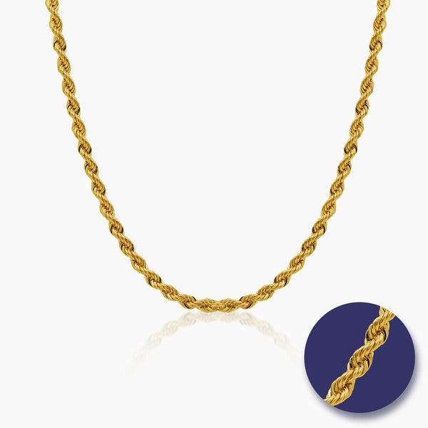 ROPE CHAIN NECKLACE IN (SAUDI) 18K YELLOW GOLD (M.C.)