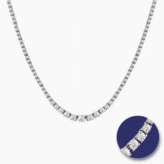 CLASSIC GRADUATED ROUND-CUT DIAMOND TENNIS NECKLACE IN 18K WHITE GOLD