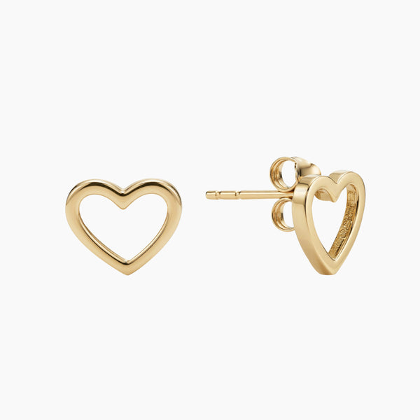 MINIMALIST OPEN HEART STUD EARRINGS IN (SAUDI) 18K YELLOW GOLD