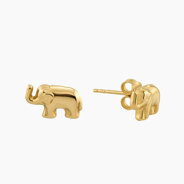 SIMPLE ELEPHANT STUD EARRINGS IN (SAUDI) 18K YELLOW GOLD