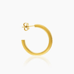 TEXTURED DIAMOND CUT HEALF HOOP LADIES STUD EARRINGS