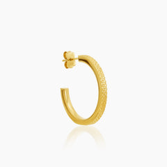 TEXTURED DIAMOND CUT HEALF HOOP LADIES STUD EARRINGS