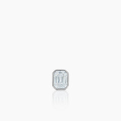 ILLUSION CUT EMERALD STUD EARRINGS WITH 18EM=0.76/ 1.38/ 1.5 CARAT DIAMONDS IN 18K WHITE GOLD