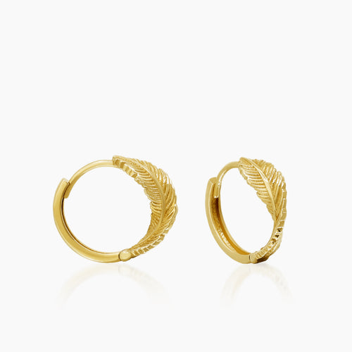 LEAF TWIST LADIES HOOP EARRINGS IN (SAUDI) 18K YELLOW GOLD
